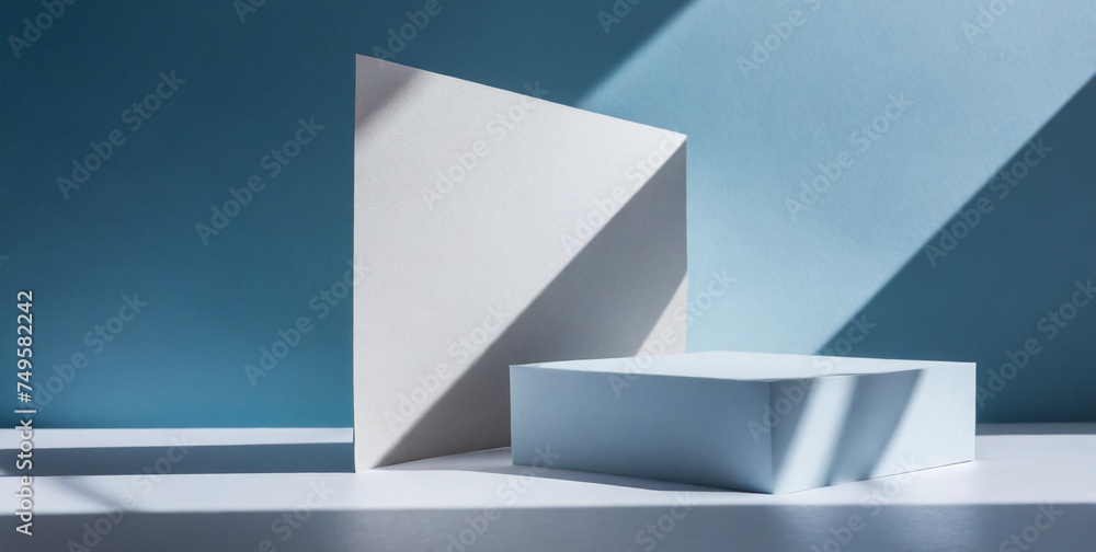 Aufkleber modern geometric style of showcase for cosmetics product display with shadows and light for product 