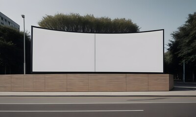 Large blank billboard on quiet city street, outdoor advertising and branding visuals, AI Illustration