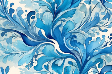 Fototapeta na wymiar abstract blue flowers background watercolor