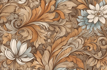 abstract brown vintage flowers background watercolor