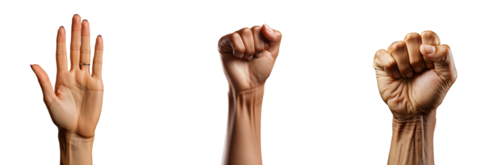 The hand is straightened and clenched into a fist on a transparent background.