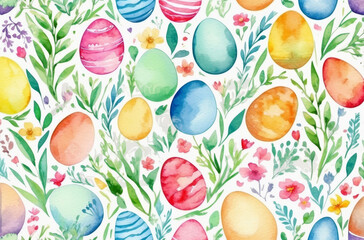 Fototapeta na wymiar easter eggs watercolor background