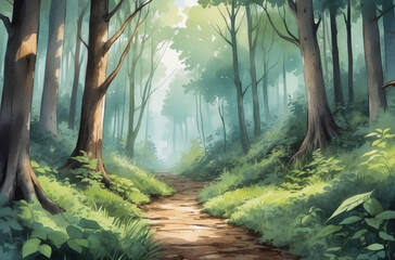 spring in the forest watercolor background