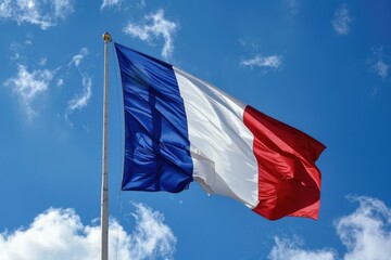 Flag of France blowing in the wind.