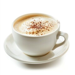 A cup of cappucino on white background