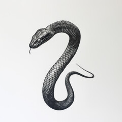 Fototapeta premium black snake isolated on white background