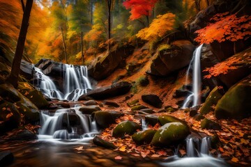 waterfall in autumn generated by AI technology