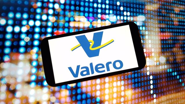 Konskie, Poland - March 02, 2024: Valero Energy company logo displayed on mobile phone screen
