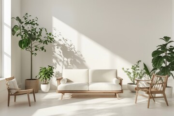 modern living room design minimal  white tone white furniture