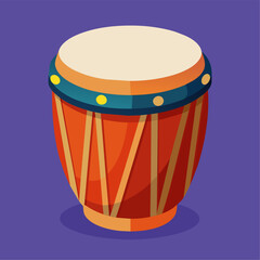 Bongo drum isolated vector illustration of a musical instrument.