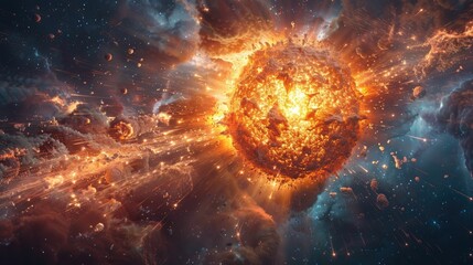Obraz premium Digital representation of an exploding star in space