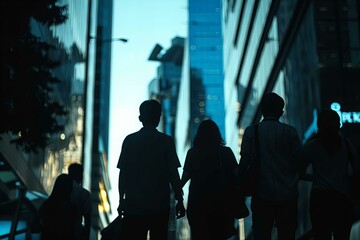 Business People Silhouettes in City Center