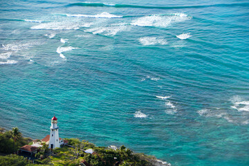 Lighthouse on the beach of Oahu, Hawaii