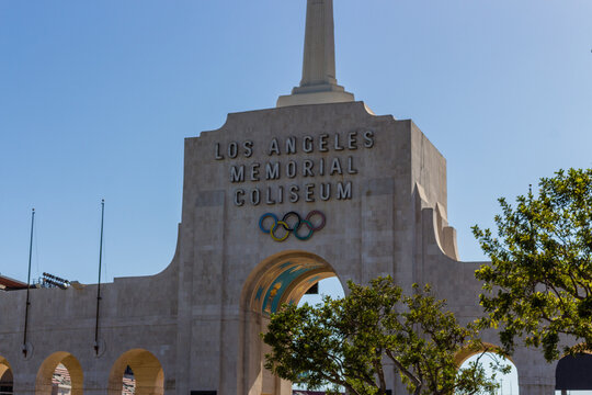 Los Angeles, California, USA, June 20, 2022: The Los Angeles Memorial Coliseum (L.A. Coliseum) is a multi-purpose stadium in the Exposition Park neighborhood of Los Angeles, California.