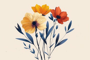 several flowers with simple lines, logo with flowers