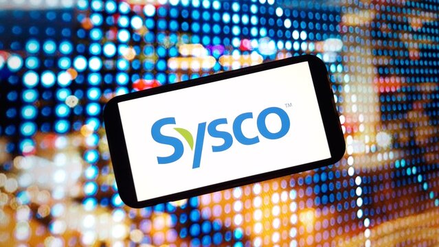 Konskie, Poland - March 02, 2024: Sysco company logo displayed on mobile phone screen