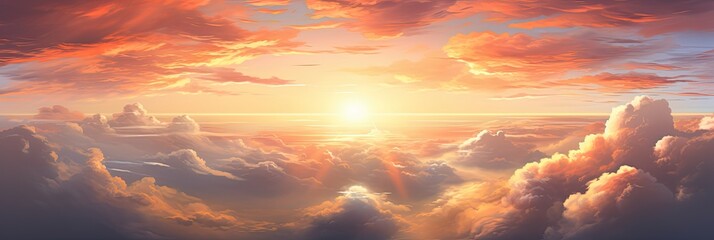 Majestic Sunrise With Clouds. Stunning Vista of Nature's Celestial World with Dusk Set Sky
