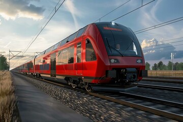 Fototapeta na wymiar Red Train in Europe