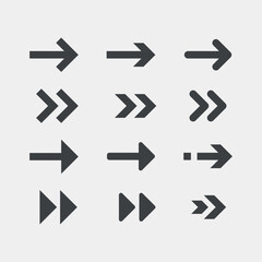 Vector illustration arrows black icon set, vector arrow. Collection of different arrows icons. Arrow icon. Cursor, pointer for web design, interface. Digital graphic elements concept.