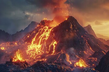 Volcano Erupting - obrazy, fototapety, plakaty