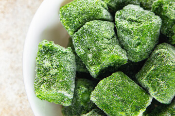 frozen spinach portion cube semifinished fresh food tasty healthy eating cooking meal snack on the...