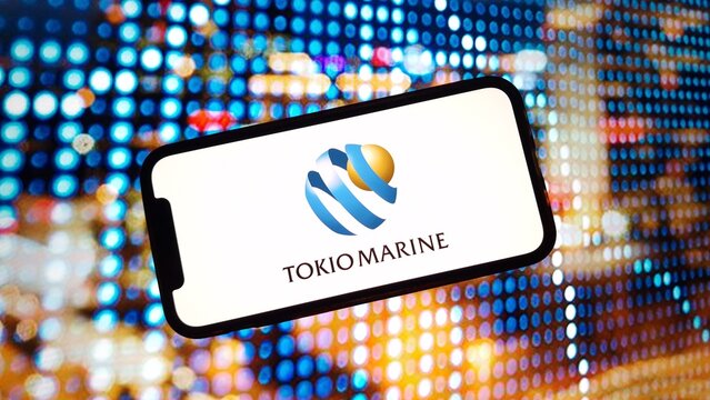 Konskie, Poland - March 02, 2024: Tokio Marine company logo displayed on mobile phone screen
