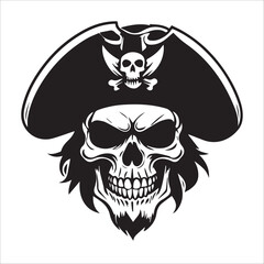 pirate skull , Skull vector silhouette