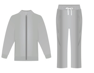 Grey  tracksuit. top and bottom. vector