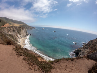 Ocean view near Bixby Creek Bridge in Big Sur, California, USA.