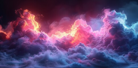 Purple cumulus clouds fill the sky with smoke, creating a colorful afterglow
