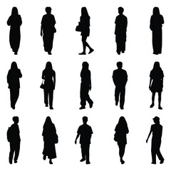 Vector collection set of individual people silhouettes.	
