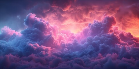 A picturesque sunset with pink and violet hues painted across a cloudy sky - obrazy, fototapety, plakaty