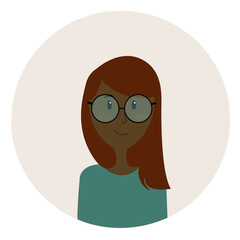 avatar of black girl with reddish hair wearing glasses