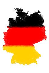 Obraz premium Grunge style german flag map, Germany map with grunge effect, transparent and no background