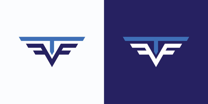 Vector logo design for the initials of the letters F T F with a geometric triangle wing shape in a modern, simple, clean and abstract style.