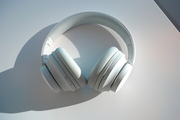 headphones on blue background