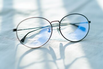 glasses on blue background