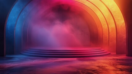 Colorful Tunnel With Steps