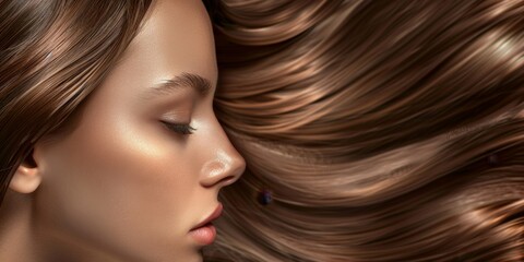 beautiful shiny long women's hair shine Generative AI