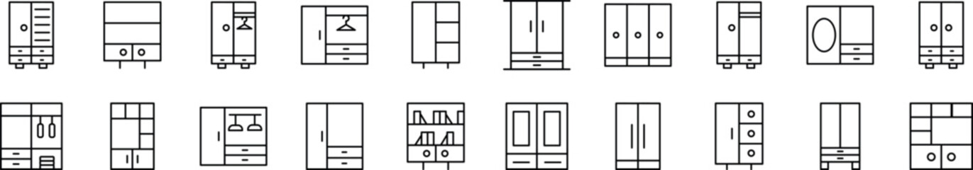 Wardrobe Line Icons collection. Editable stroke. Simple linear illustration for web sites, newspapers, articles book