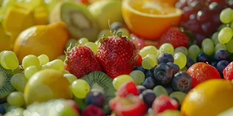 Foto op Plexiglas fruits berries and citruses Assorted texture Generative AI © Evghenii