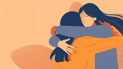 Woman hugging another woman with arms around her