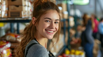 Friendly Shopping: Happy Young Woman in Grocery Store