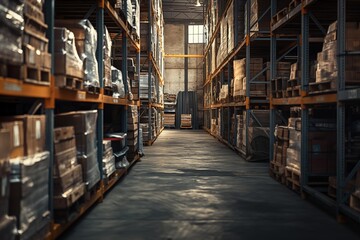 Busy Warehouse Filled With Shelves