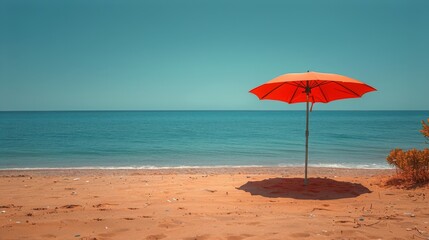 Fototapeta premium Colorful Umbrella on Sandy Beach