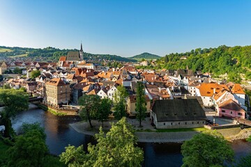 Fototapeta na wymiar Blick auf die Altstadt von Krumau an der Moldau in Südböhmen, Tschechien