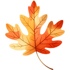 Fall leaf watercolor clipart with transparent background