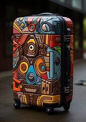 Artistic Painted Luggage Travel Suitcase.