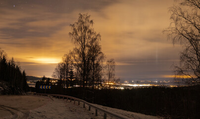 Lightpolution over landscape