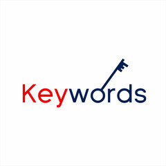 "Keywords" word design with key illustration on letter O.